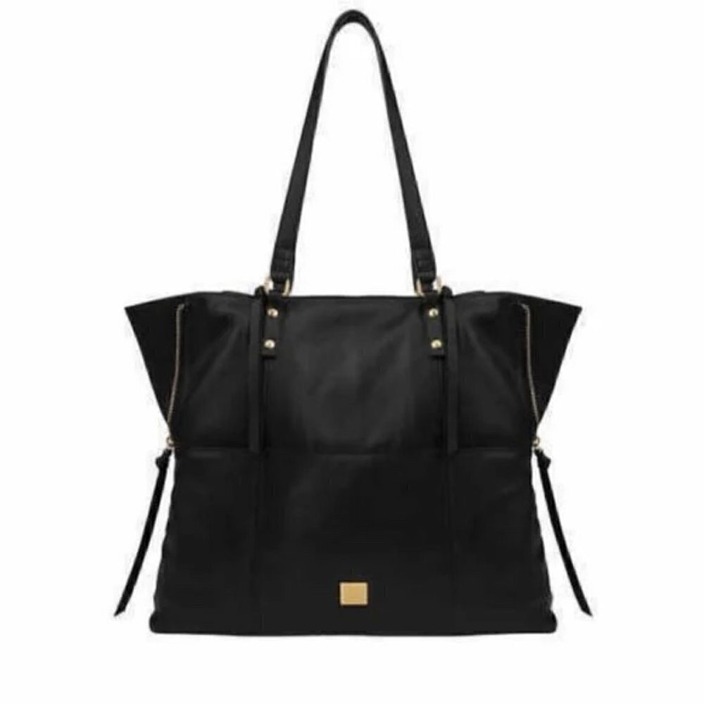Kooba Everette tote shoulder bag black leather gold hardware women - Picture 1 of 15